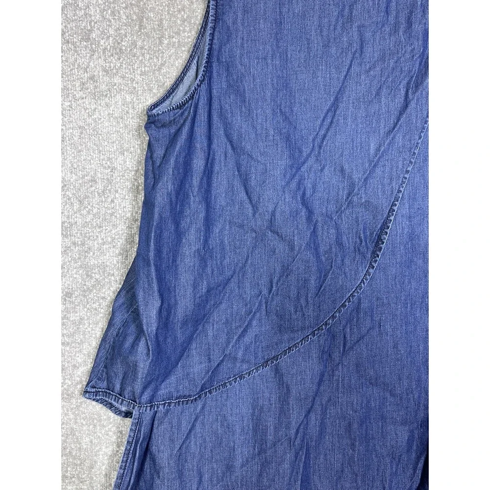 Eloquii Chambray Tunic Top Womens Size 20 Blue Sleeveless Asymmetrical Hem